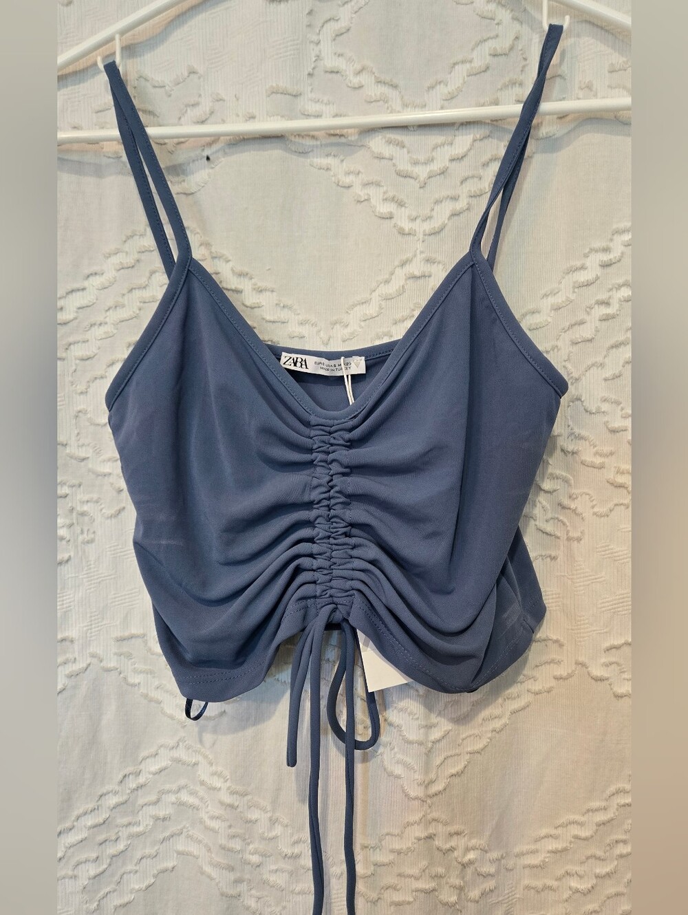Zara Slate Blue Ruched Drawstring Cami
